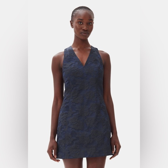 ★Ganni★ Mini Botanical Jacquard Tie Strap One Piece Peacoa Ganni | Dresses | Ganni Botanical Jacquard Tie Strap Mini
